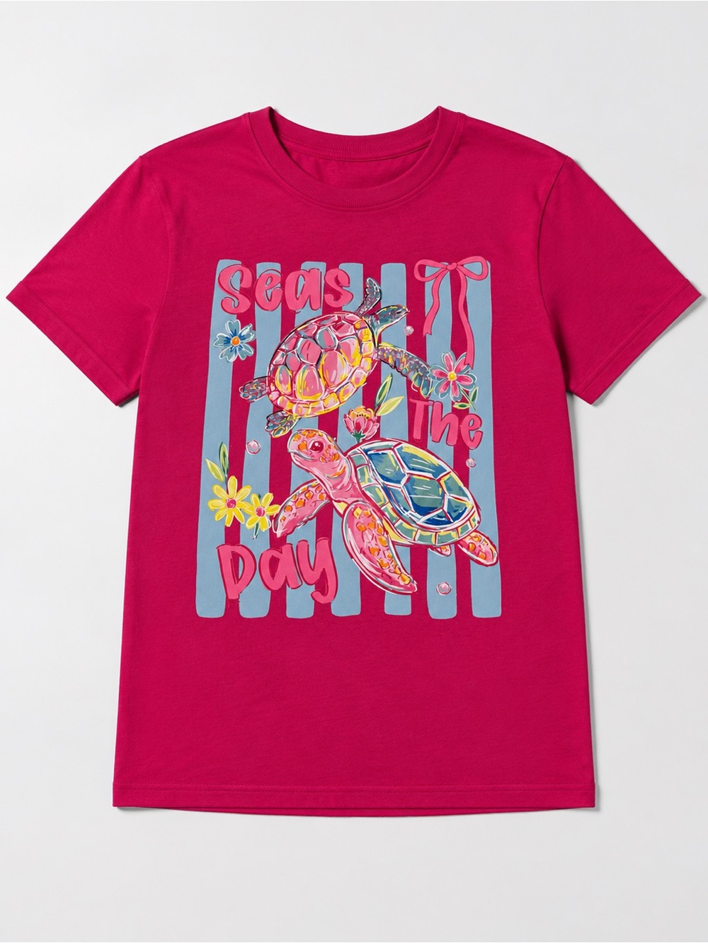Gildan “Seas the Day” Graphic Tee – NWOT – Size 3XL – Bright Pink Coastal Tee